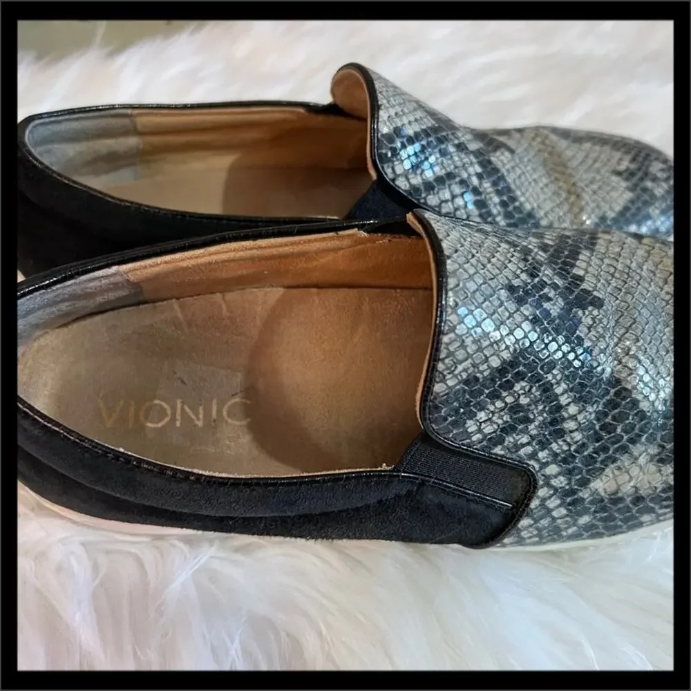 Vionic Midi Slip-On Sneaker in Natural Snake Reptile Comfort Arch Support
